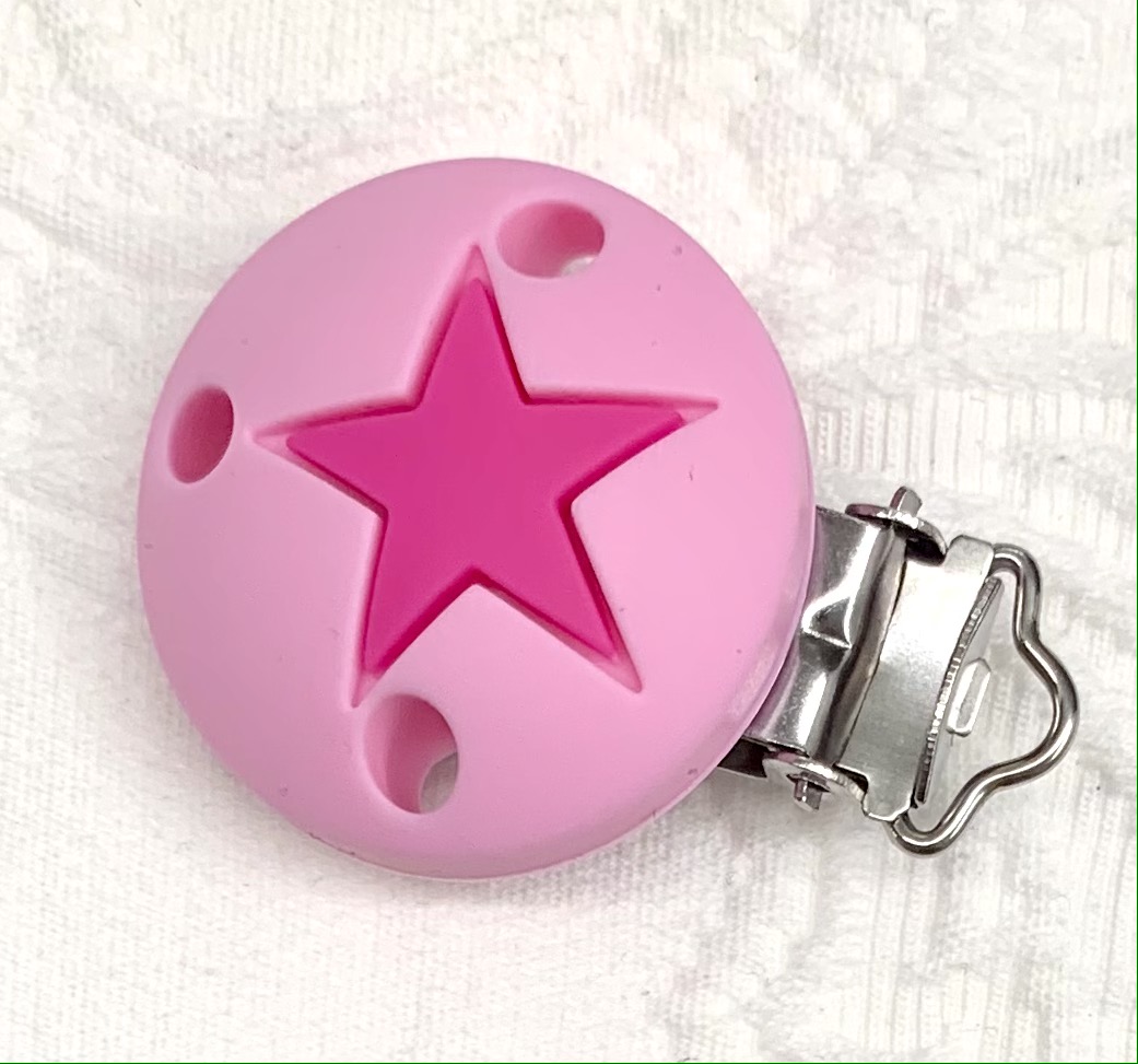 Silikonclips Stern rosa-dunkelpink