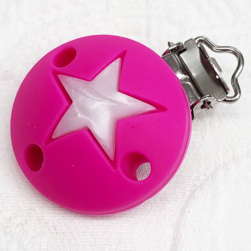 Silikonclips Stern pink-metallic